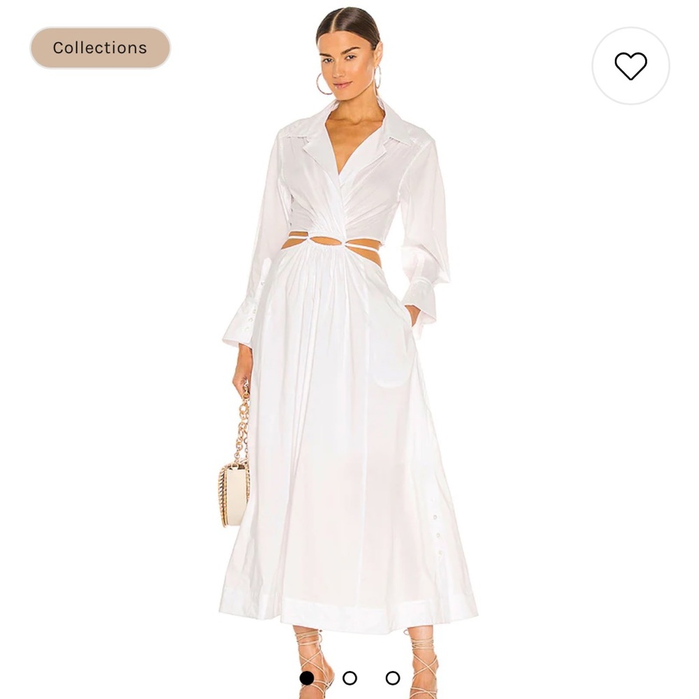 NWT Alex Pleated Cut Out Dress in White Sz L